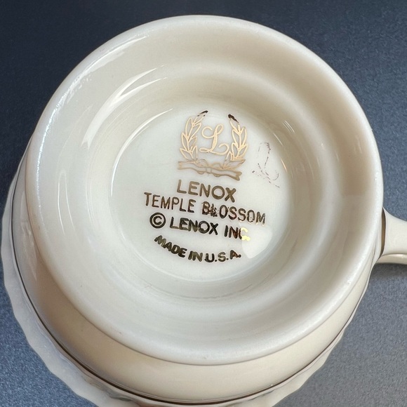 Lenox Temple Blossom Footed Cup & Saucer Set of 4 Floral Gold Trim China - Picture 10 of 17